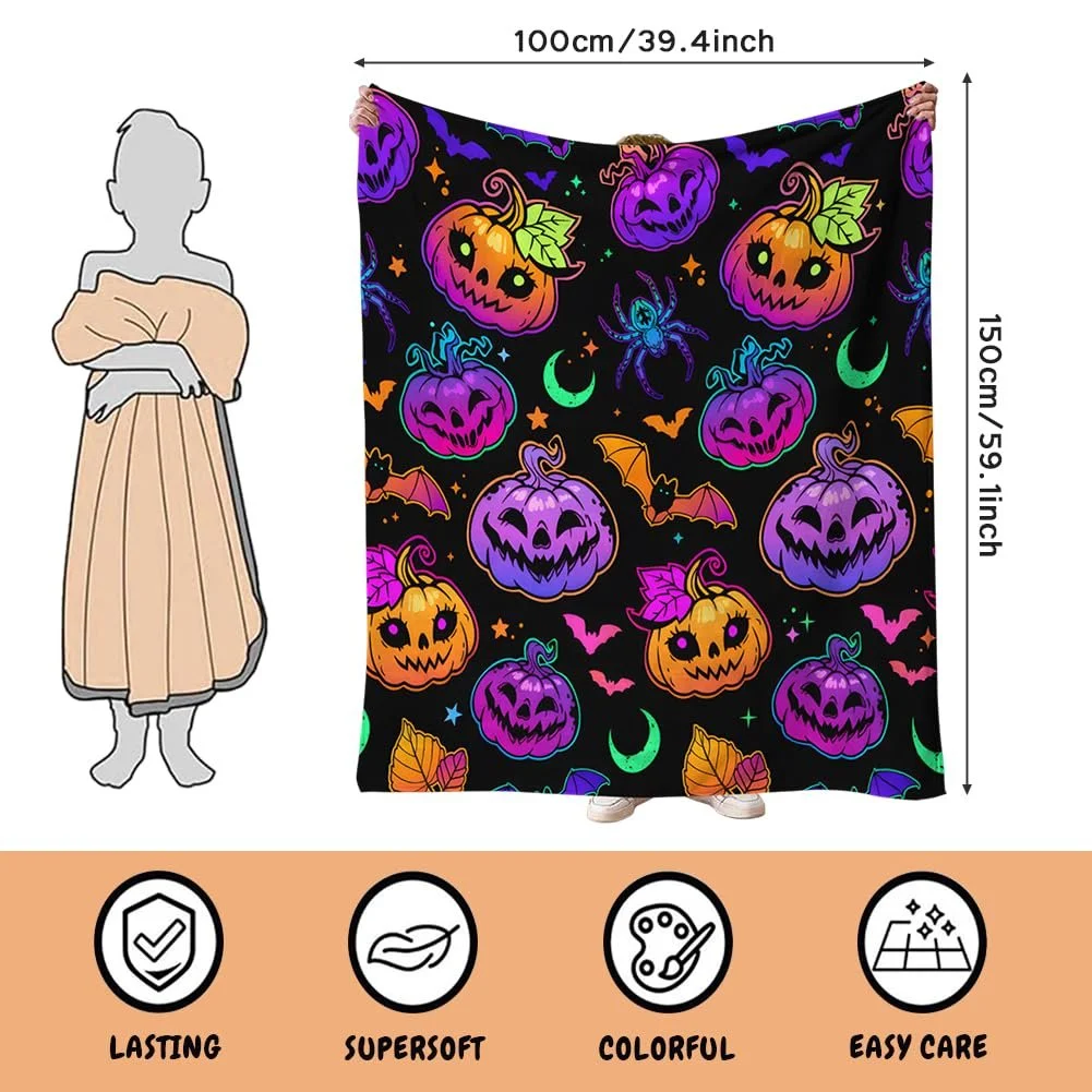 Покривало Halloween Фланелева З мотивами, такими як гарбузи, привиди та кажани, фото №2