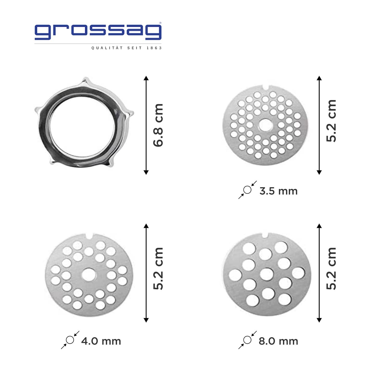 Насадка-м’ясорубка Grossag 1354 для Kitchen Aid Stainless Steel, фото №7