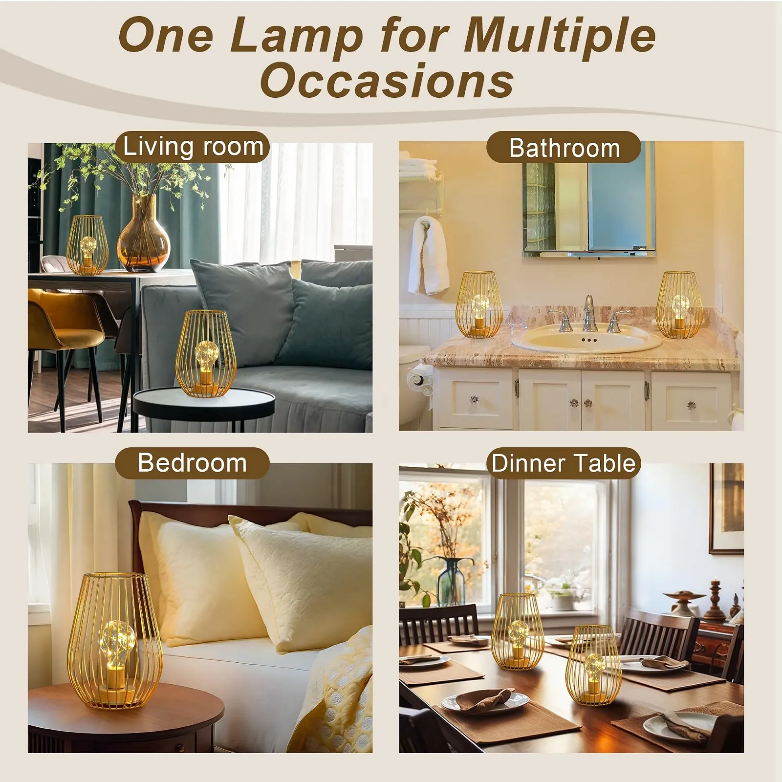 Настільна лампа TRIROCKS 20 см комплект із 2 шт. золота, фото №6