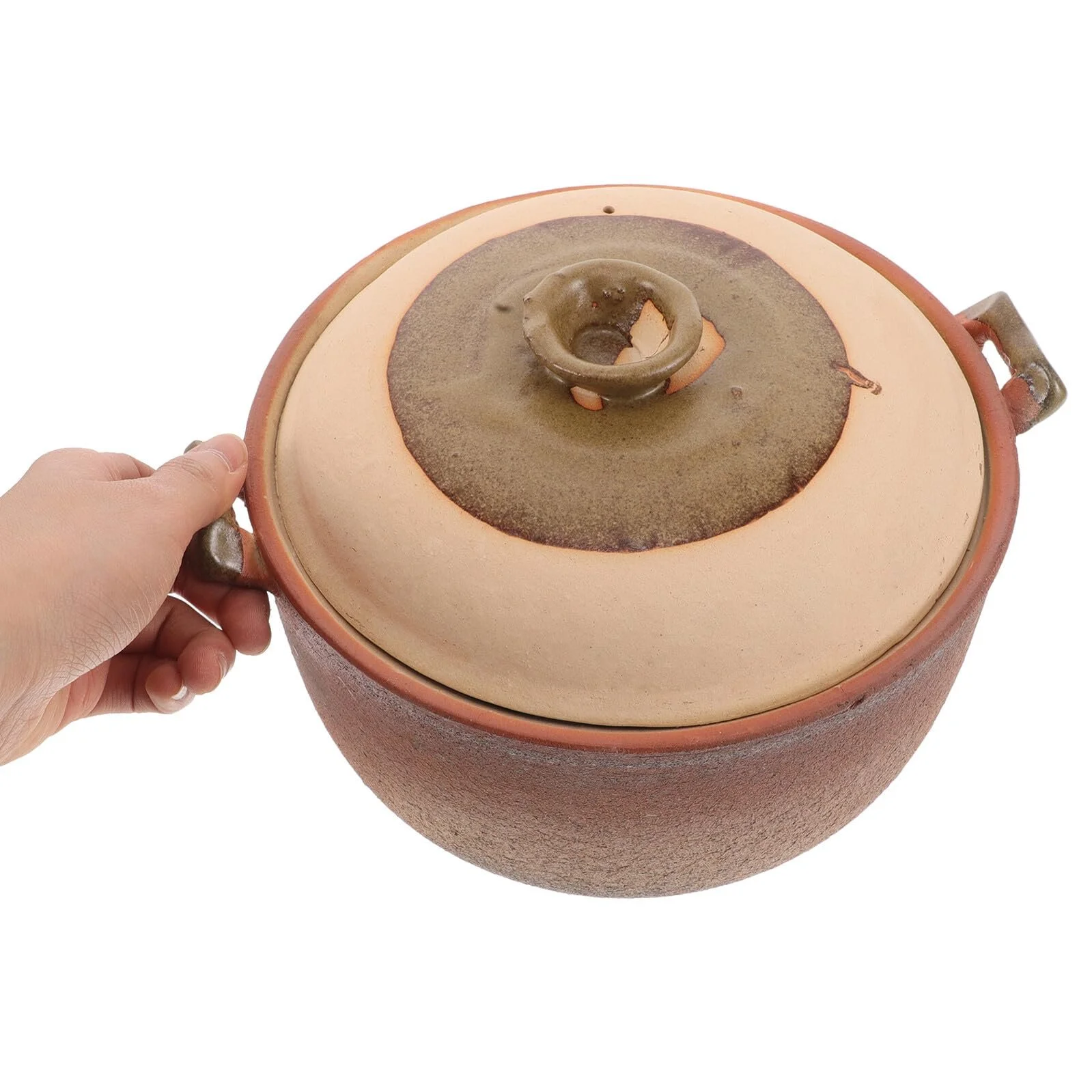 Горшок глиняный корейский с практичной ручкой терракотовая жаровня глубокая, фото №4