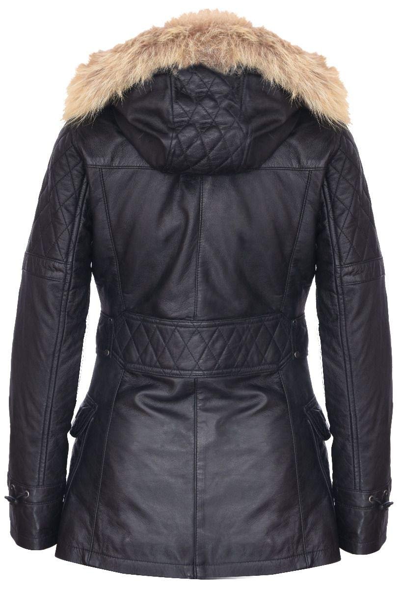 Куртка парка кожаная стеганая Infinity Leather Женская со съемным капюшоном XS, фото №3