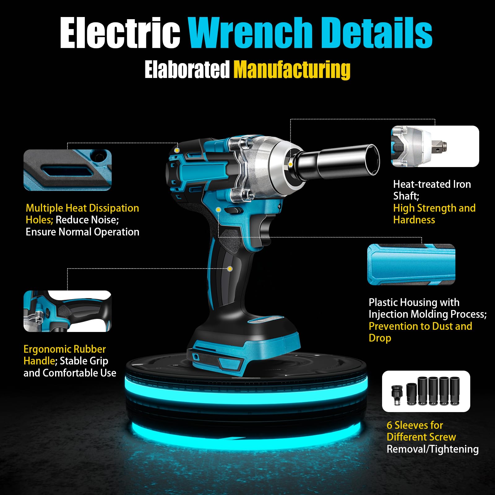 Дриль-шуруповерт PUCMER Cordless Impact 18 В Крутний момент 320 Нм для загвинчування, свердління та ударного свердління без акумулятора та зарядного пристрою, фото №6