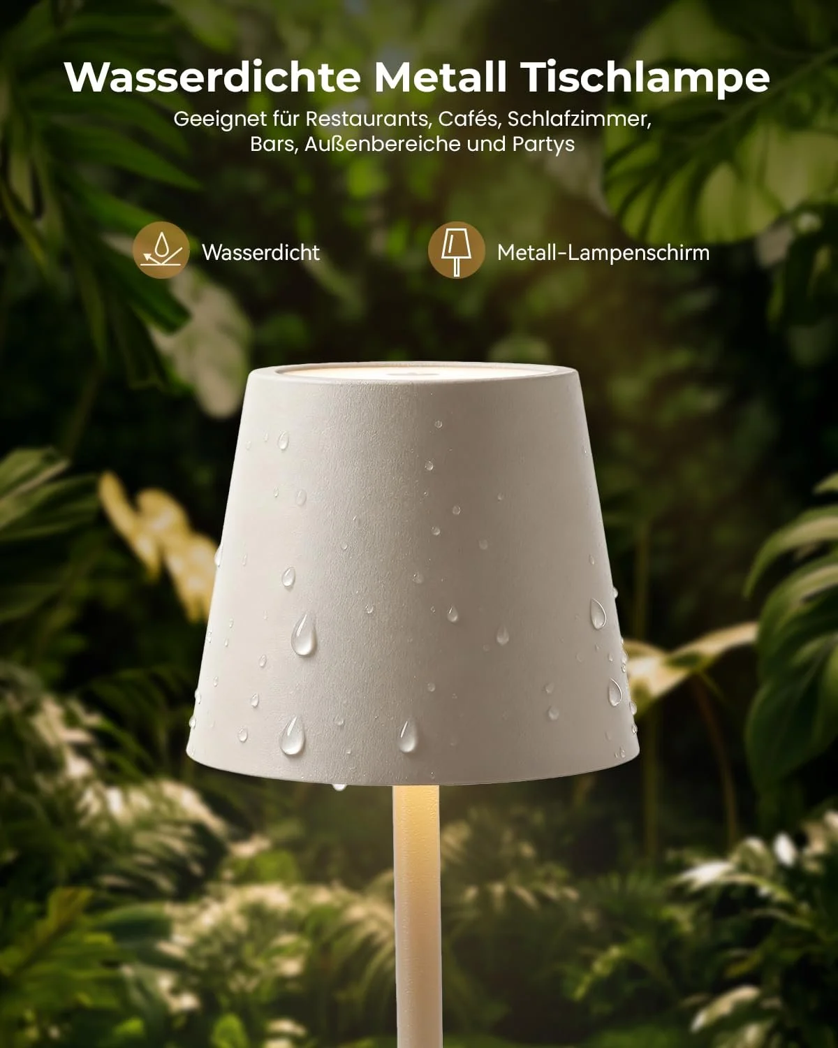 Настільна лампа акумуляторна 2 шт. LED бездротова 3 колірні температури димування 24 см / 37,5 см Бежева, фото №5