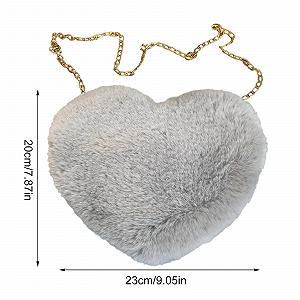 Сумка женская Fashion Love Bag Peach Heart Bag, плюшевая с цепочкой, на одно плечо, шерстяная, плюшевая подушка в форме сердца - Фото 1