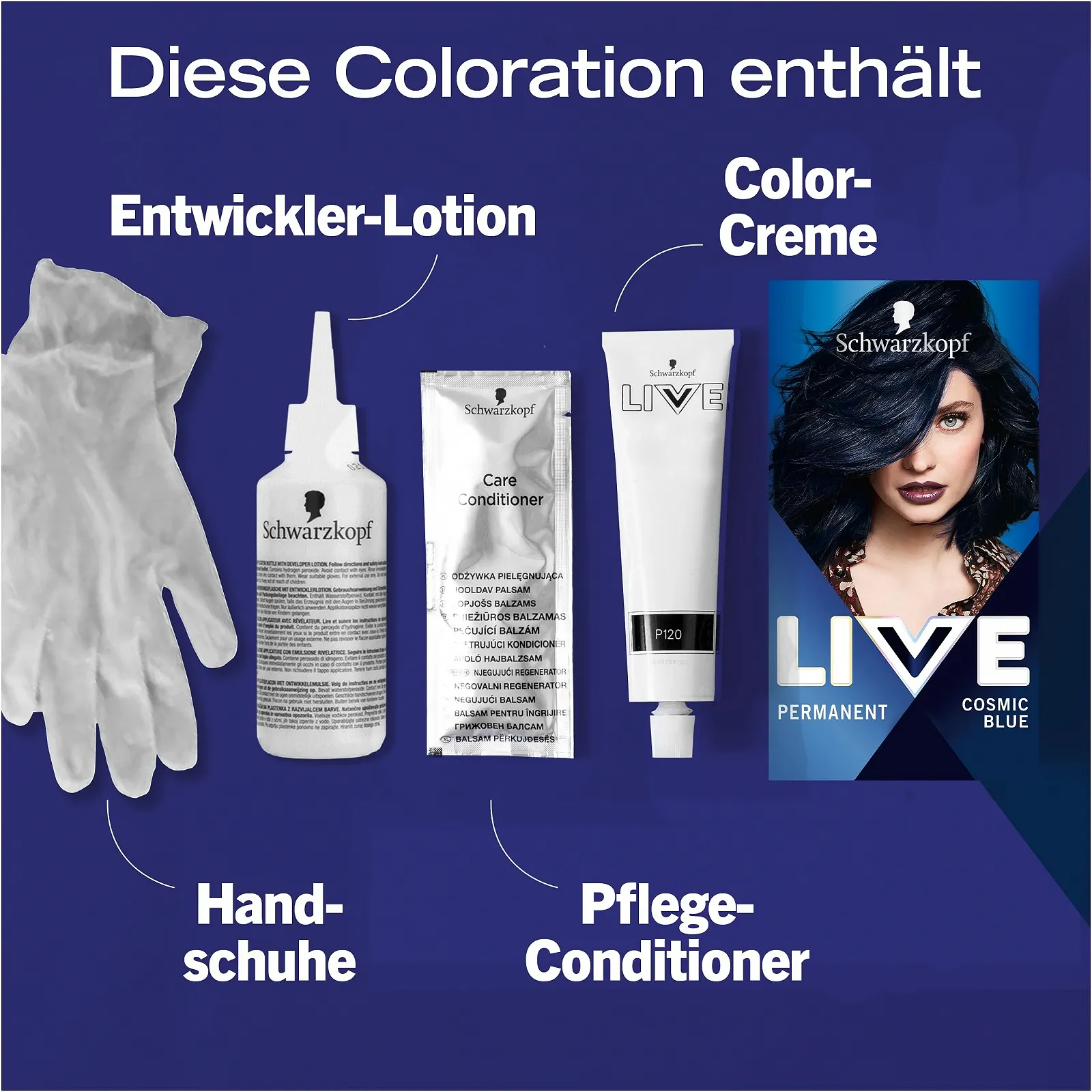 Фарба для волосся Schwarzkopf LIVE Intense Colour 90 Cosmic Blue (142 мл), фото №8 Фарба для волосся Schwarzkopf LIVE Intense Colour 90 Cosmic Blue (142 мл), фото №8