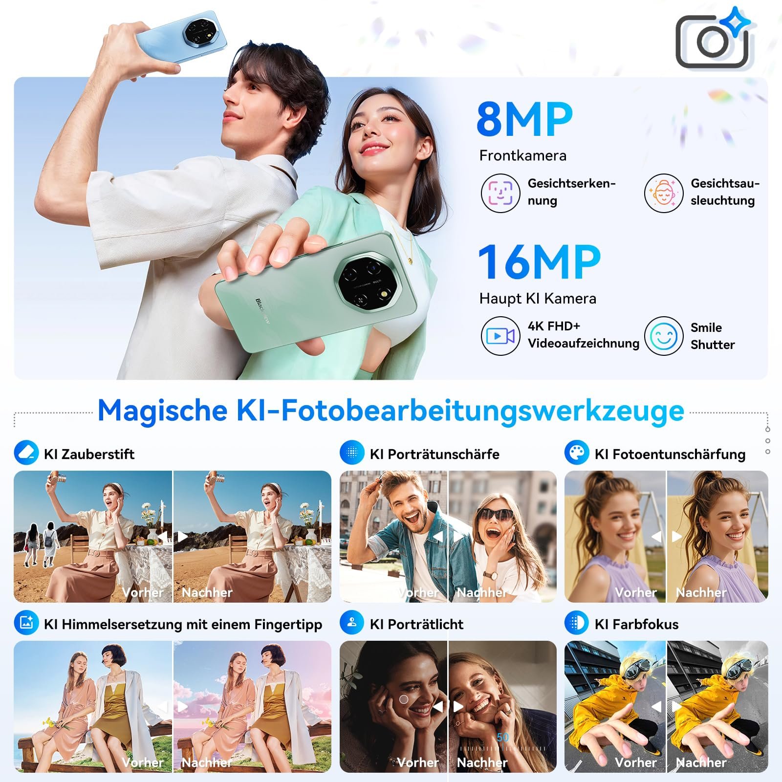 Смартфон Blackview Shark 6 AI 5G 12/128GB 6.88" 120Hz 5000mAh 18W 16MP 8MP NFC, фото №6 Смартфон Blackview Shark 6 AI 5G 12/128GB 6.88" 120Hz 5000mAh 18W 16MP 8MP NFC, фото №6