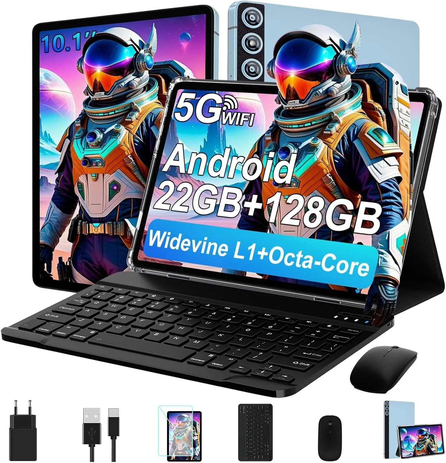 Планшет Ziovo Z118 10.1" (6+16)/128 ГБ 8-ядер 8000 мА·ч Android 14 Чорно-блакитний, фото №1