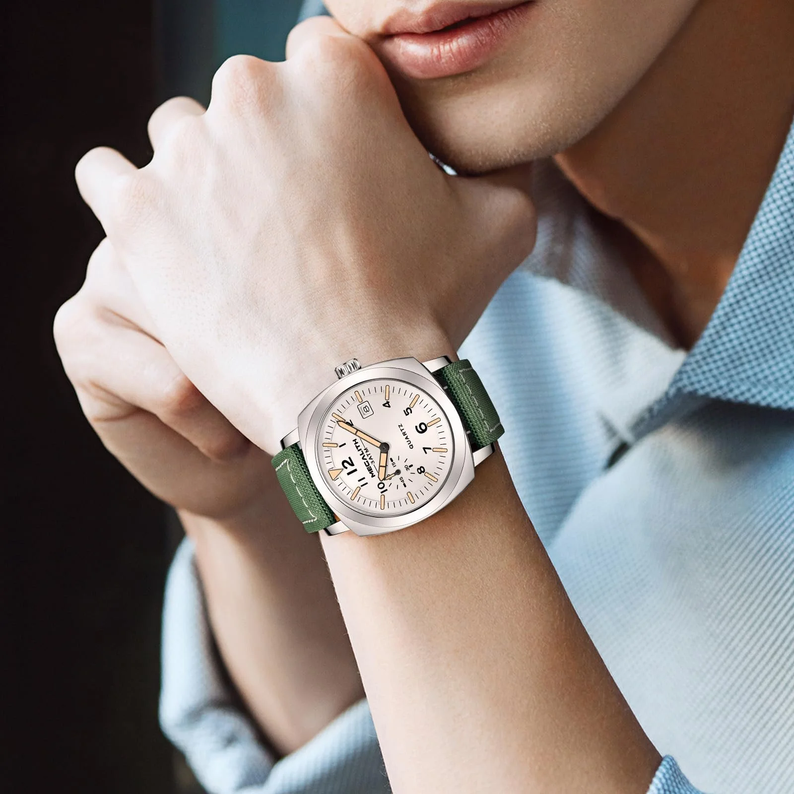 Годинник MEGALITH Кварцовий Аналоговий Чоловічий Водонепроникний Срібний Спортивний, фото №8