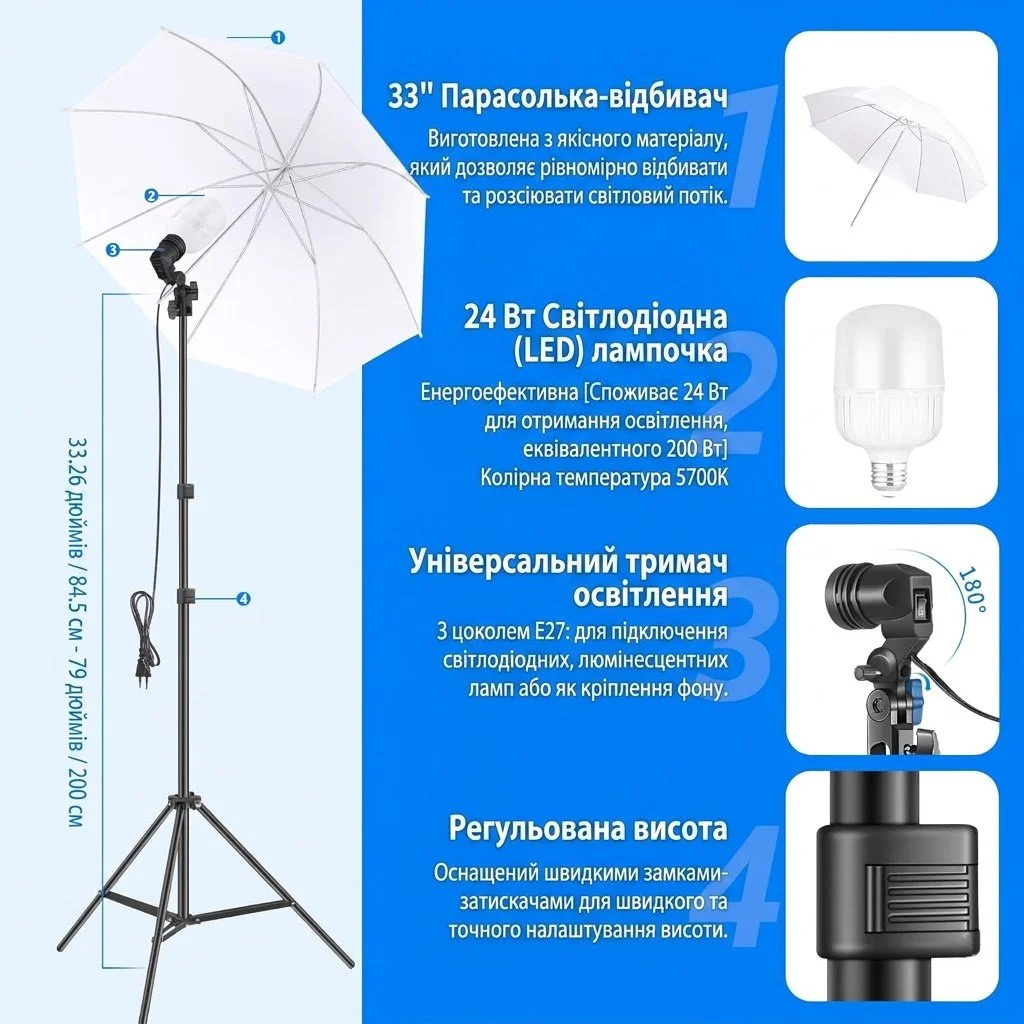 Набор студийного освещения и фонов Neewer NK100 Черный, фото №4