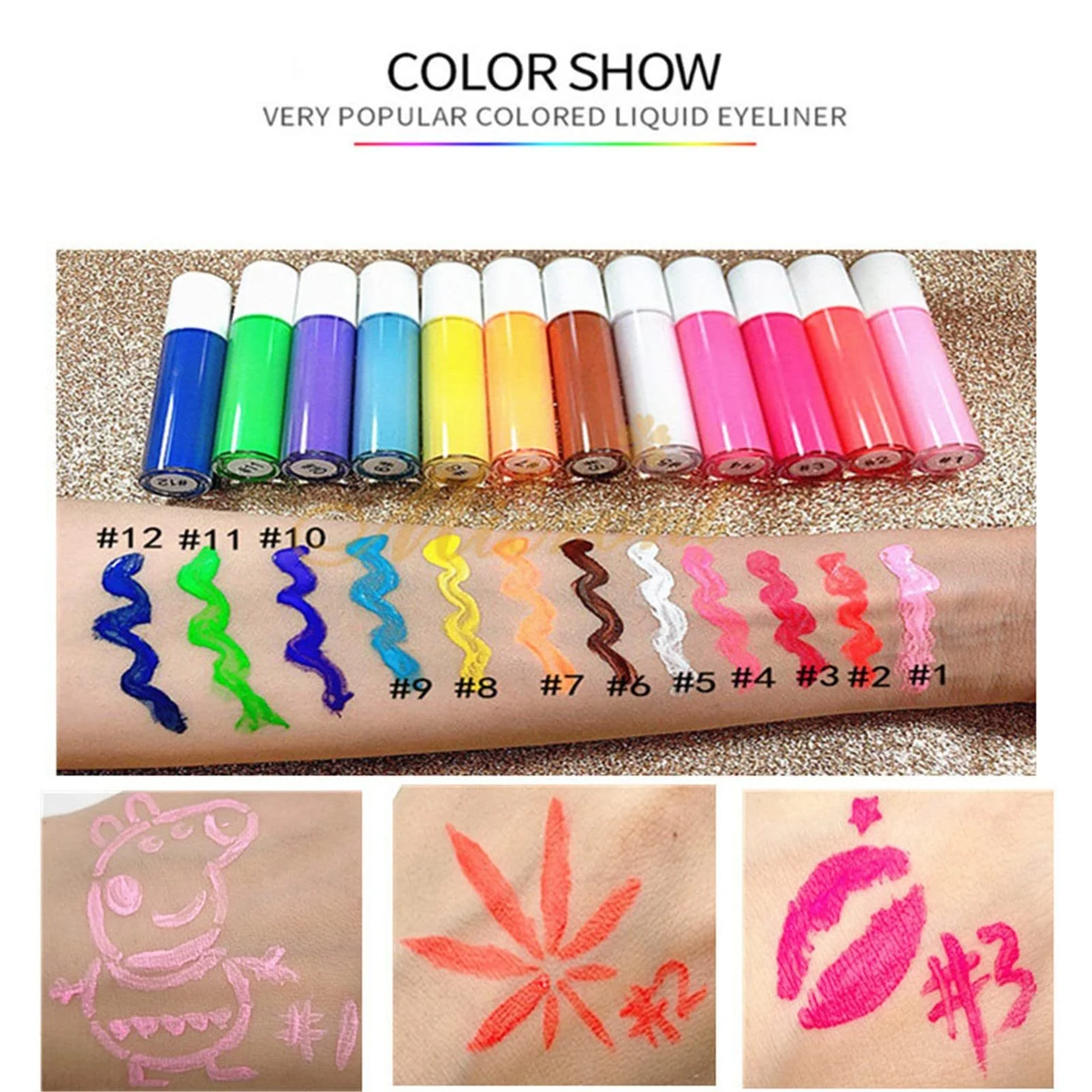 Рідка Підводка для очей Перламутрова Водостійка Стійка Гелева 7 мл XQQ2ERdinm24 (D,), фото №7