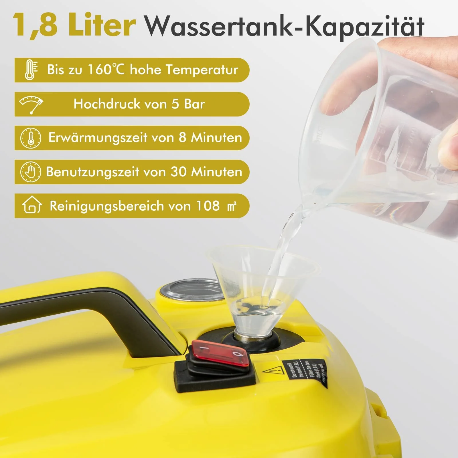 Пароочисник COSTWAY 2000 Вт 5 бар 160°C 1.8 л, фото №5