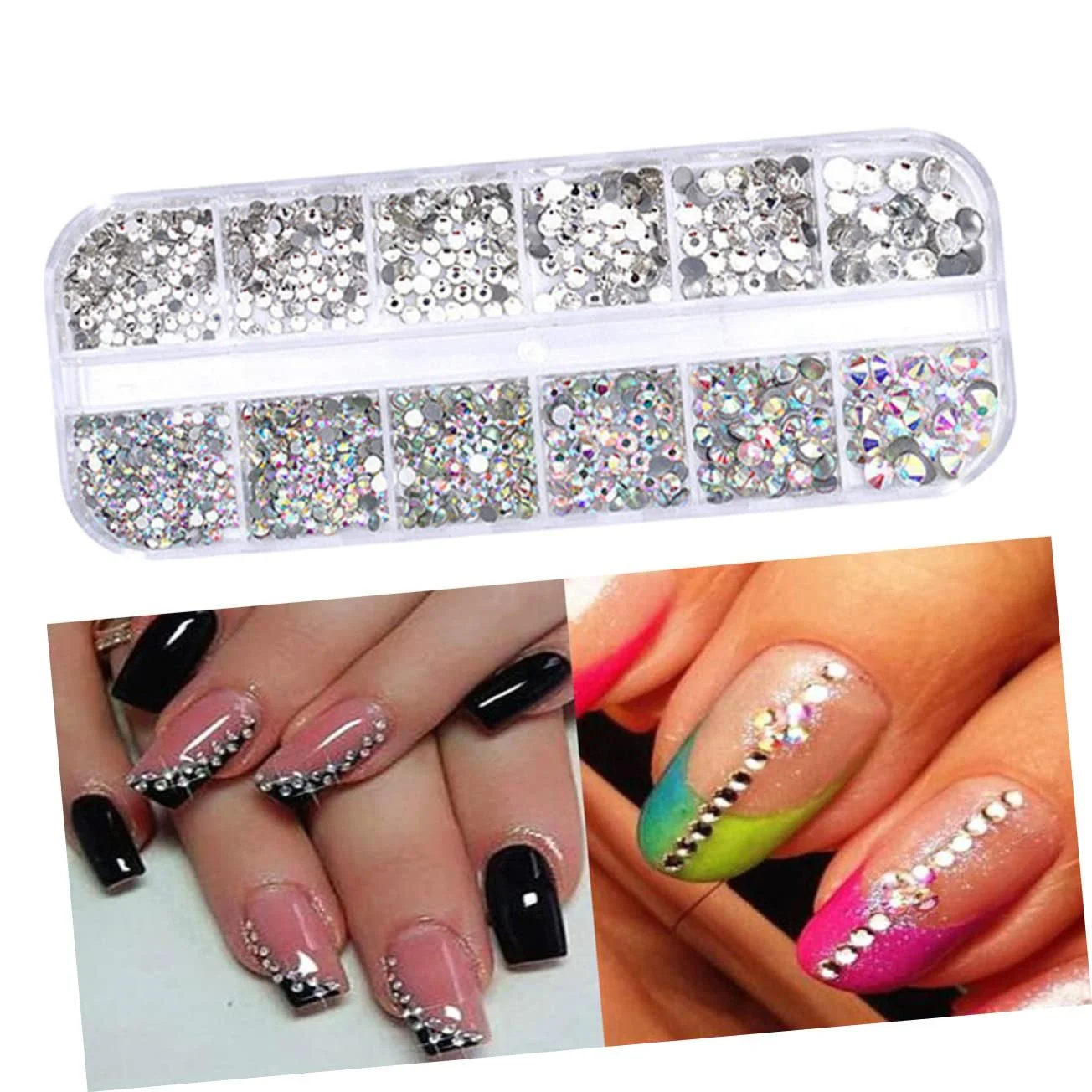 Кристаллы Плоские Ipetboom 350 штук, 12 ячеек, для рукоделия, ювелирных аксессуаров, блестящий материал, фото №9