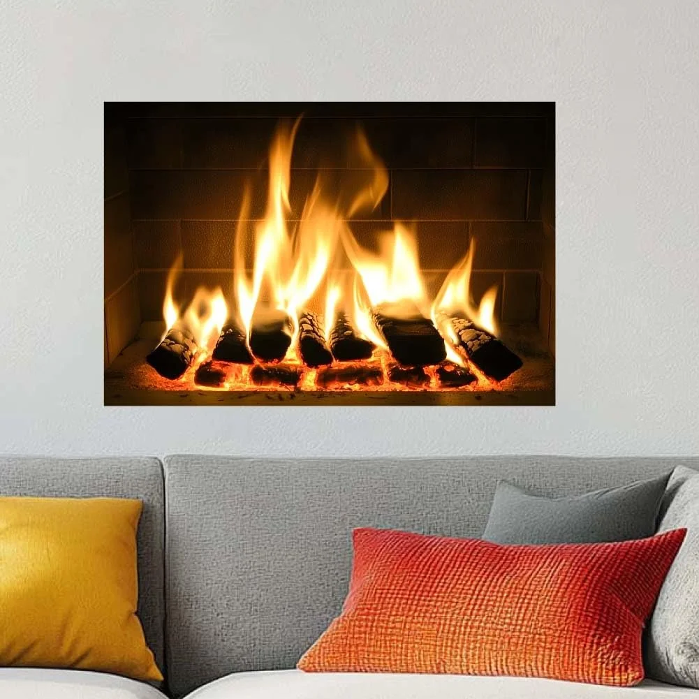 Наклейка на стіни 3D SUPERDANT Fireplace Campfire 96 x 30 см, фото №1