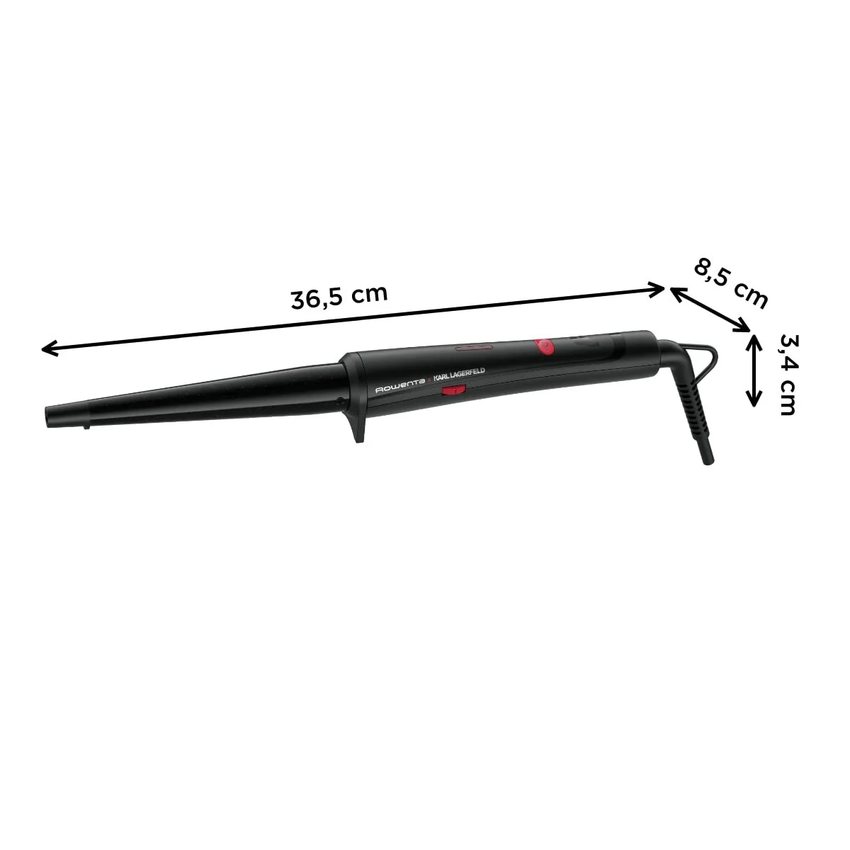 Конусная плойка Rowenta Karl Lagerfeld CF324L Keratin & Glow 200°C Black, фото №2