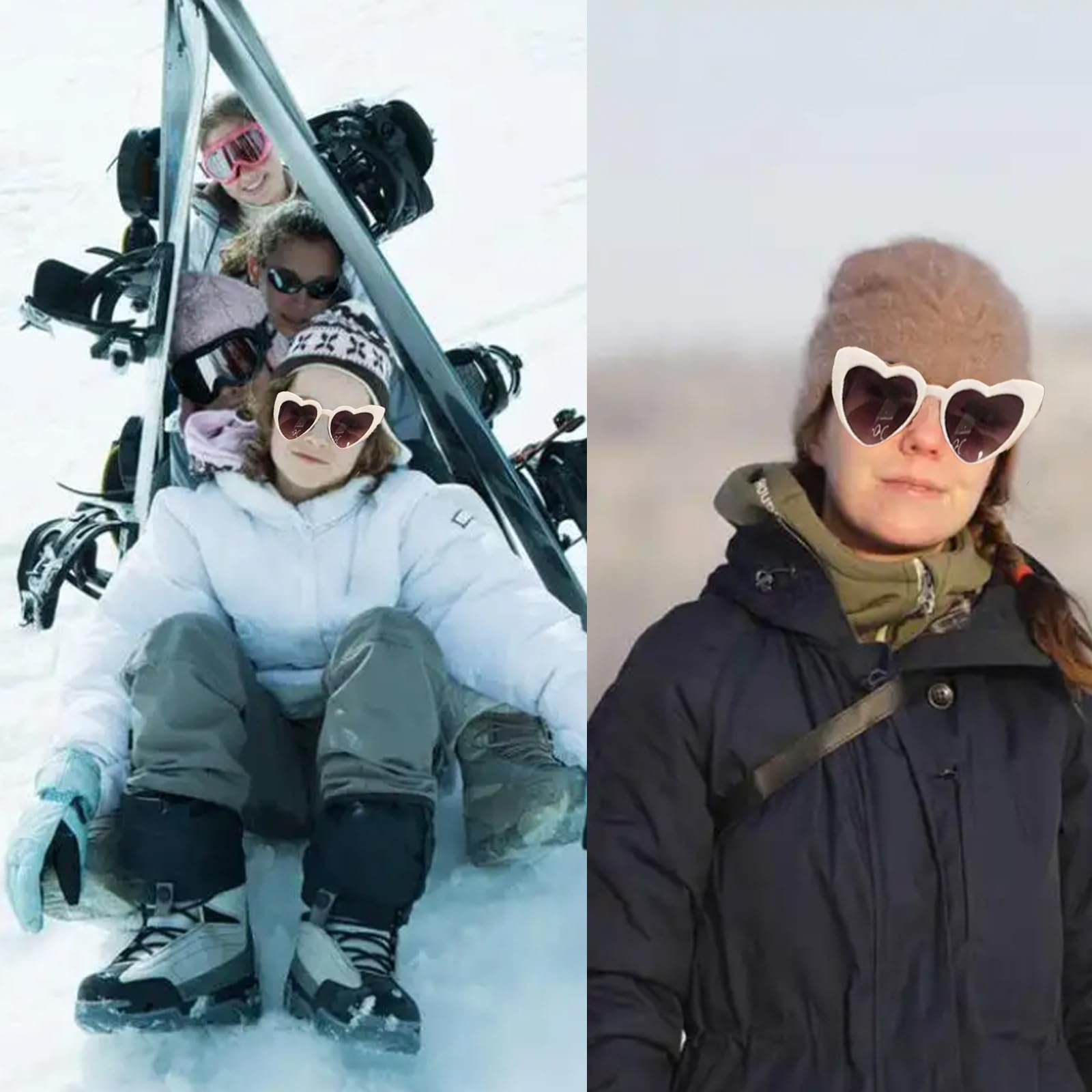 Сонцезахисні окуляри LIANRISES Серце Білі, 2 шт, фото №4