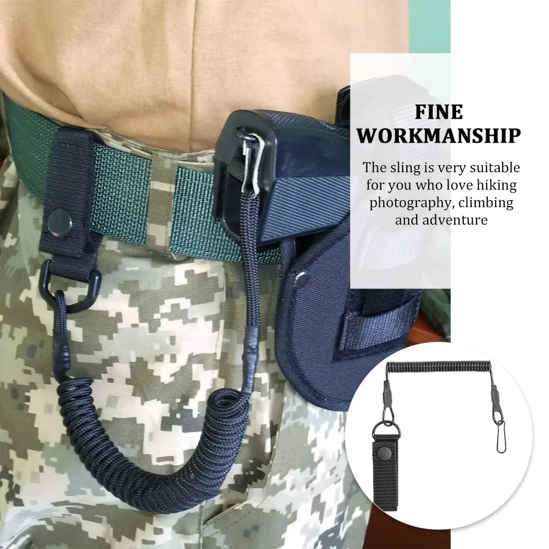 Тактичний Брелок JTKREW Спіральний Карабін 2шт чорний, фото №6