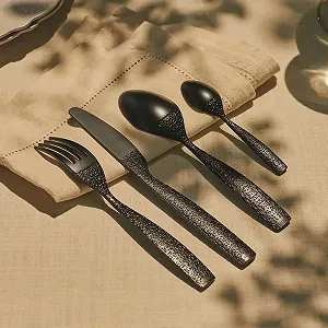 Набір столових приборів Alessi Dressed en Plein Air MW74S16 B, 16 предметів, меламін, чорний synthetic.ua - Фото 1