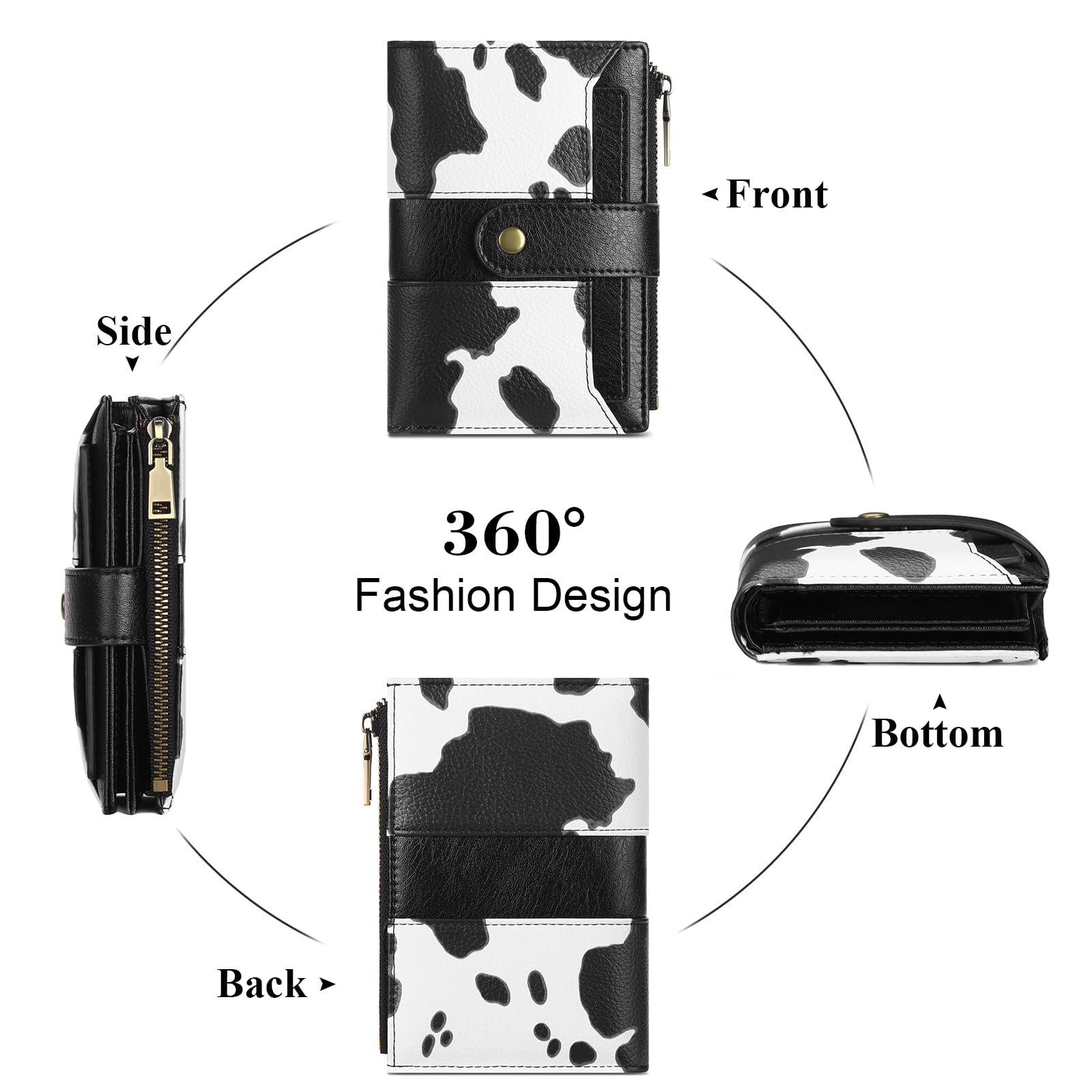 Кошелек SENDEFN Женский Кожаный RFID защита Черный, фото №4