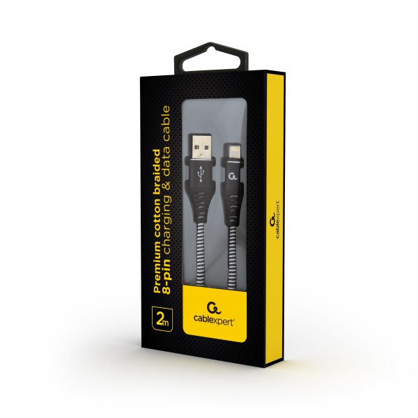 Кабель Cablexpert CC-USB2B-AMLM-2M-BW, USB 2.0 А-тато/Lightning м, фото №2