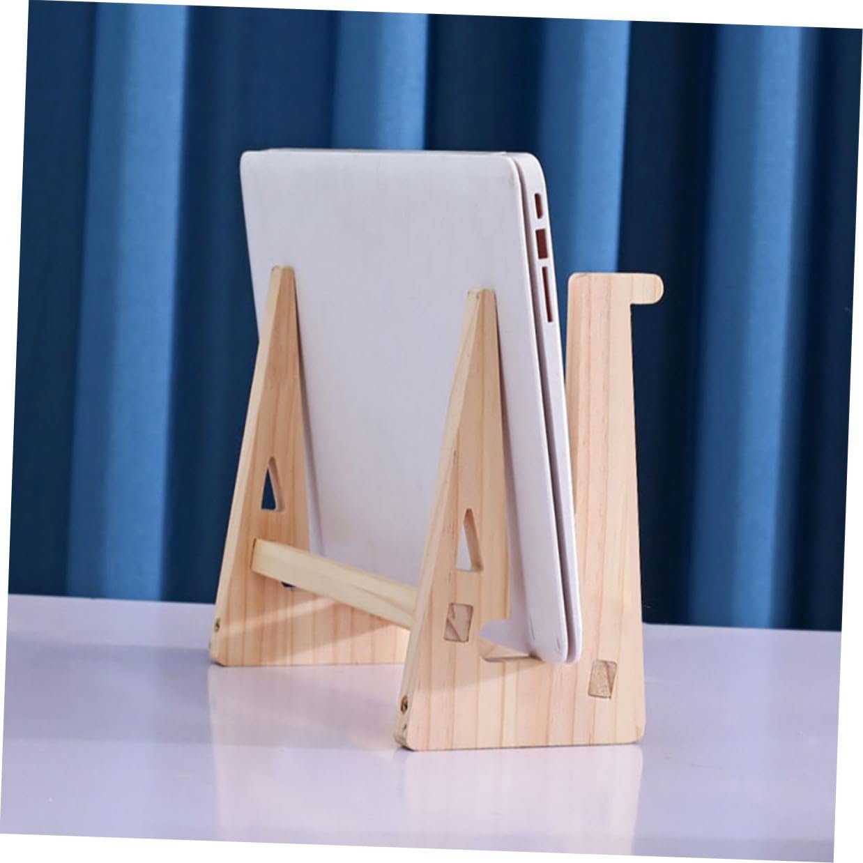 Эргономичная Подставка для ноутбука из массива дерева, нескользящая и стабильная, регулируемая для ноутбуков для стола, офиса, дома и использования, фото №3