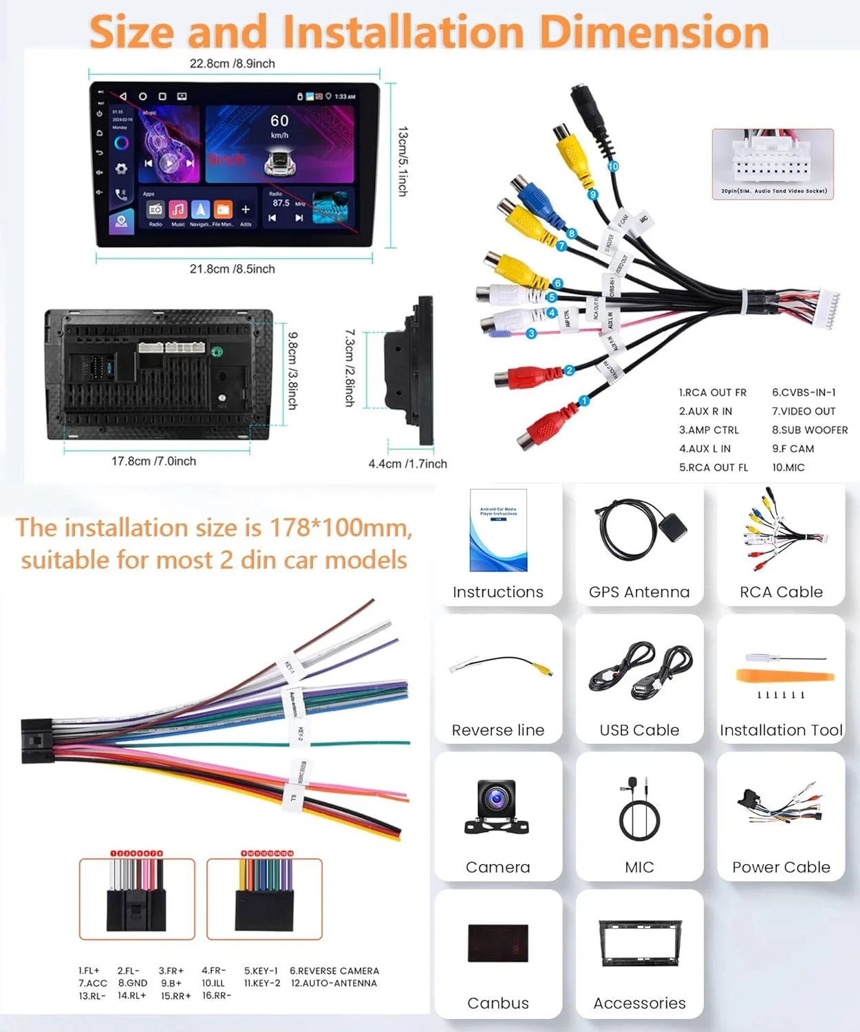 Автомагнитола Rimoody A3018H1MI2-AM23EUC211 / 9" / Сенсорная / 1/16Гб / Android 11 / Apple CarPlay / Android Auto / Bluetooth / WI-FI / GPS / USB / 2DIN, фото №7 Автомагнитола Rimoody A3018H1MI2-AM23EUC211 / 9" / Сенсорная / 1/16Гб / Android 11 / Apple CarPlay / Android Auto / Bluetooth / WI-FI / GPS / USB / 2DIN, фото №7