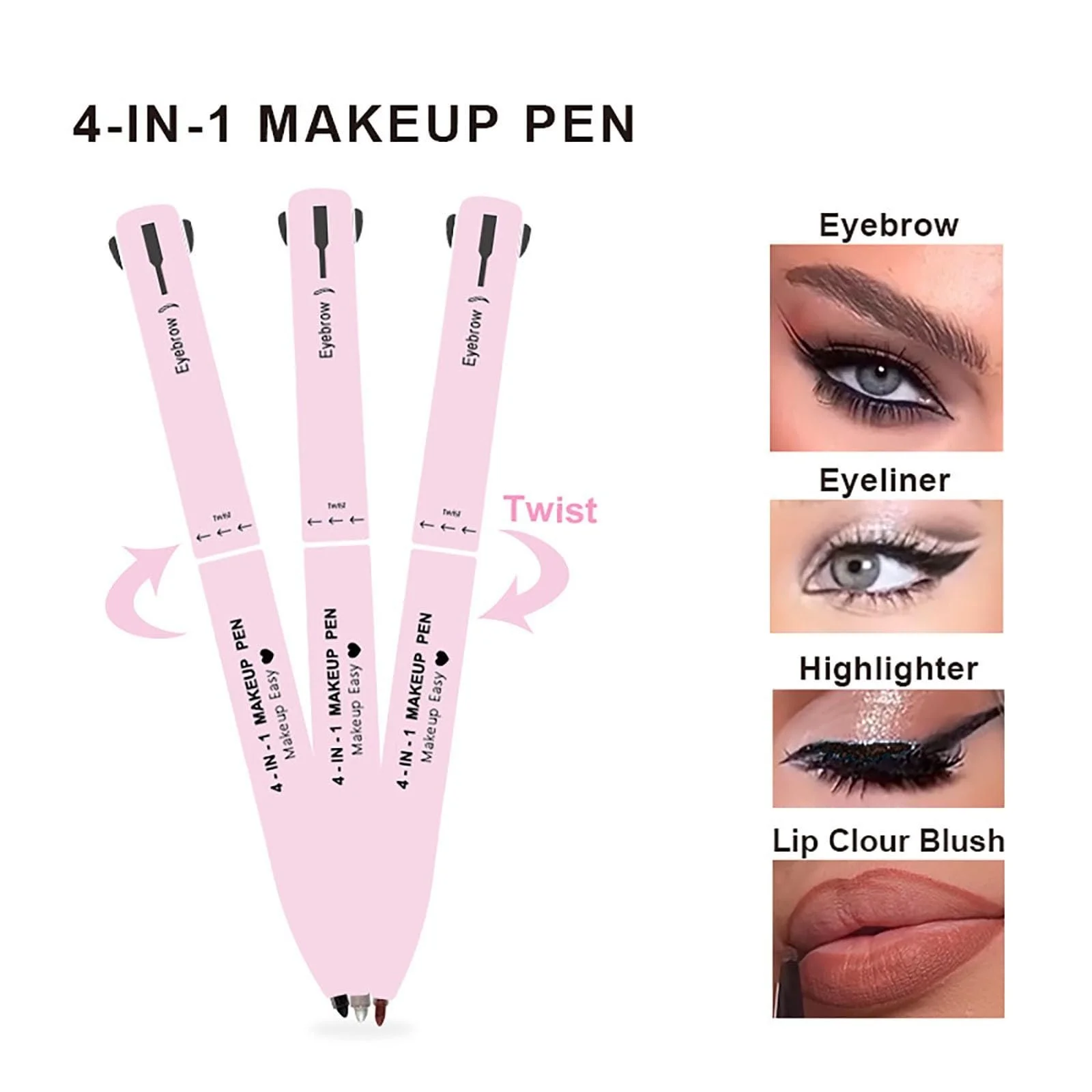 Карандаш для глаз 4-в-1 Многоцелевой 4 Color Multipurpose Beauty Pencil Waterproof Eyebrow Eyeliner Lip Liner Highlighter (C), фото №3