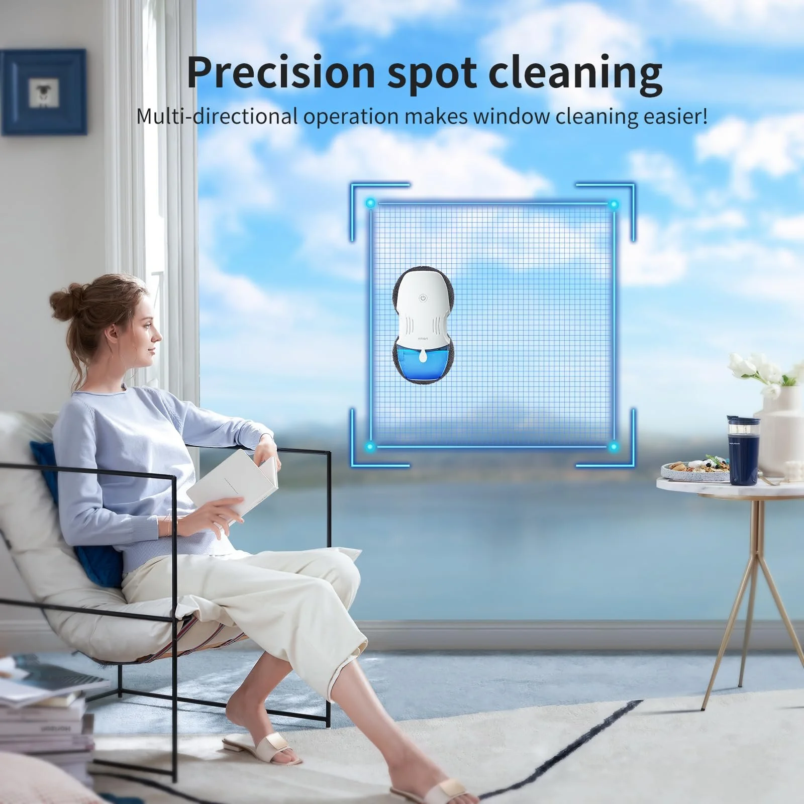 Робот для миття вікон Fmart T10 з автоматичною двосторонньою системою розпилення, потрійною системою безпеки, інтелектуальною навігацією, дистанційним керуванням, для всіх гладких поверхонь, з 10 серветками, фото №8 Робот для миття вікон Fmart T10 з автоматичною двосторонньою системою розпилення, потрійною системою безпеки, інтелектуальною навігацією, дистанційним керуванням, для всіх гладких поверхонь, з 10 серветками, фото №8