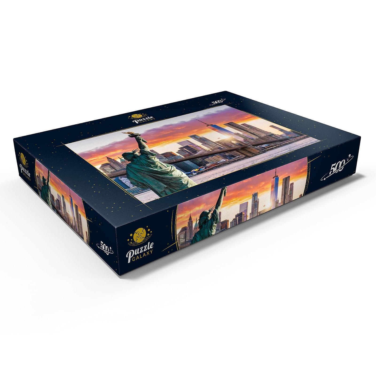 Пазл MyPuzzle Special Collection by Puzzle Galaxy Statue of Liberty and New York City Silhouette at Sunset, USA 500 деталей, фото №3
