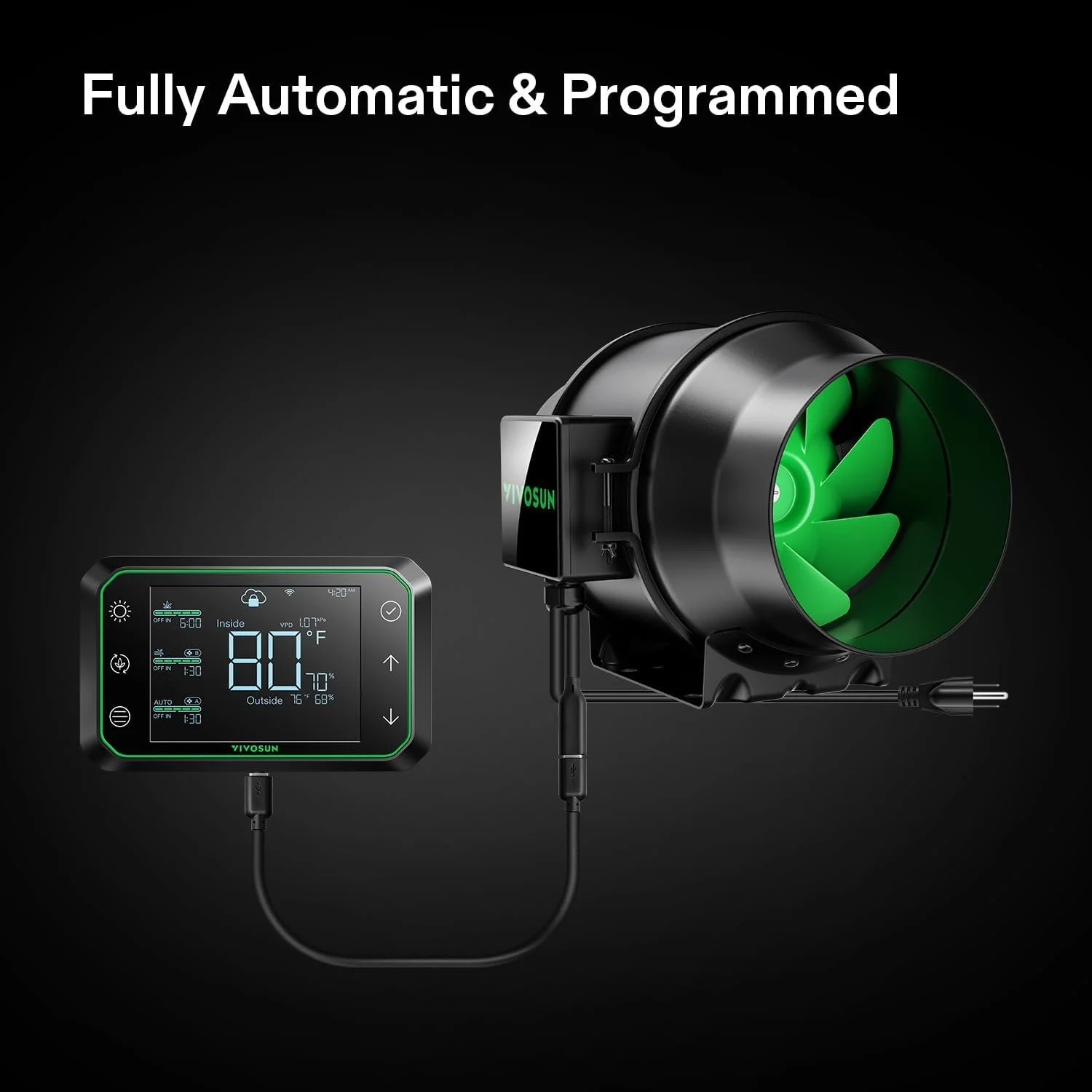 Канальний вентилятор VIVOSUN AeroZesh G6 / 32 дБ / 6" / 35 Вт / 2500 RPM / Чорний, фото №7