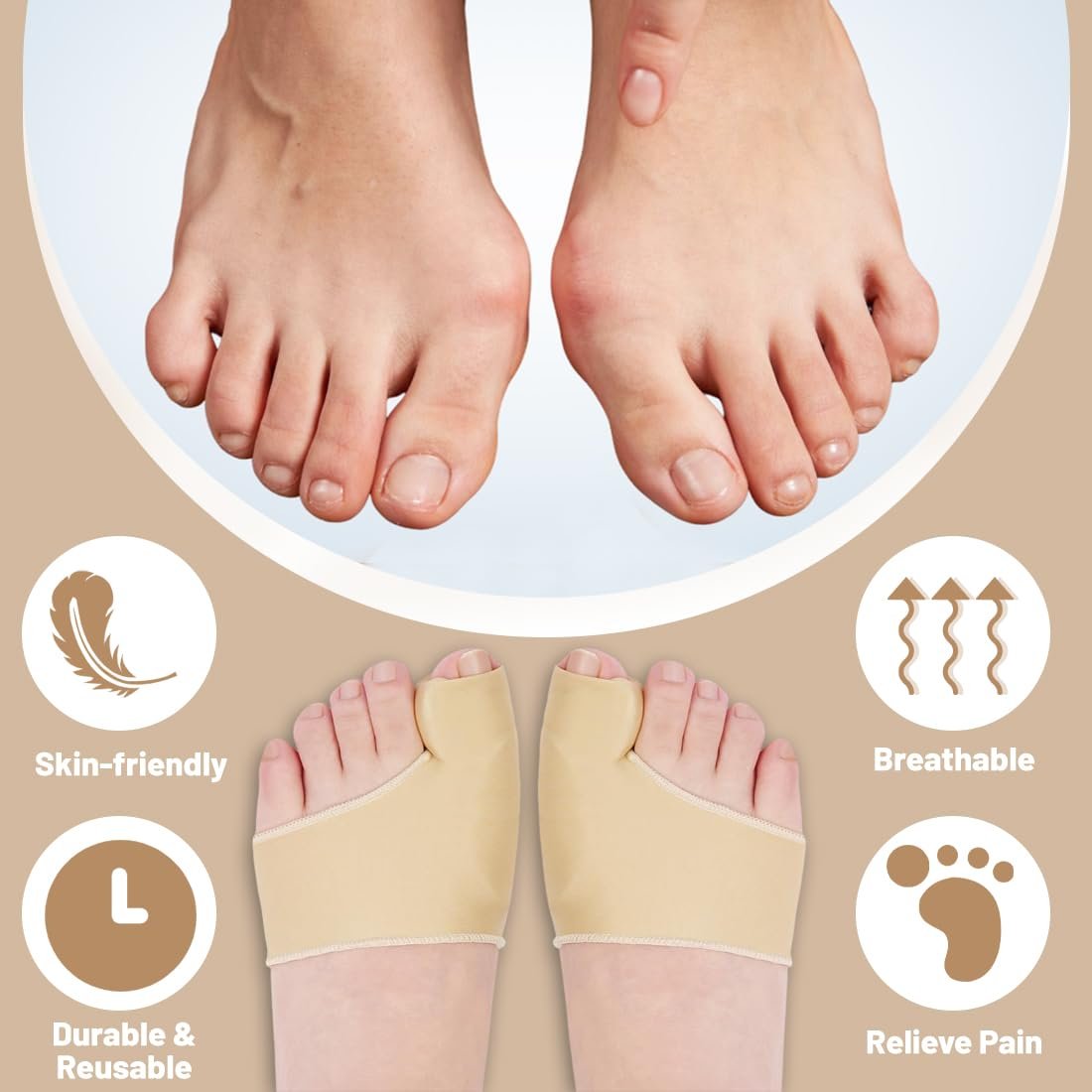 Шкарпетки Hallux Valgus 2 пари, бандаж для корекції Hallux Valgus з подушечками, фото №3