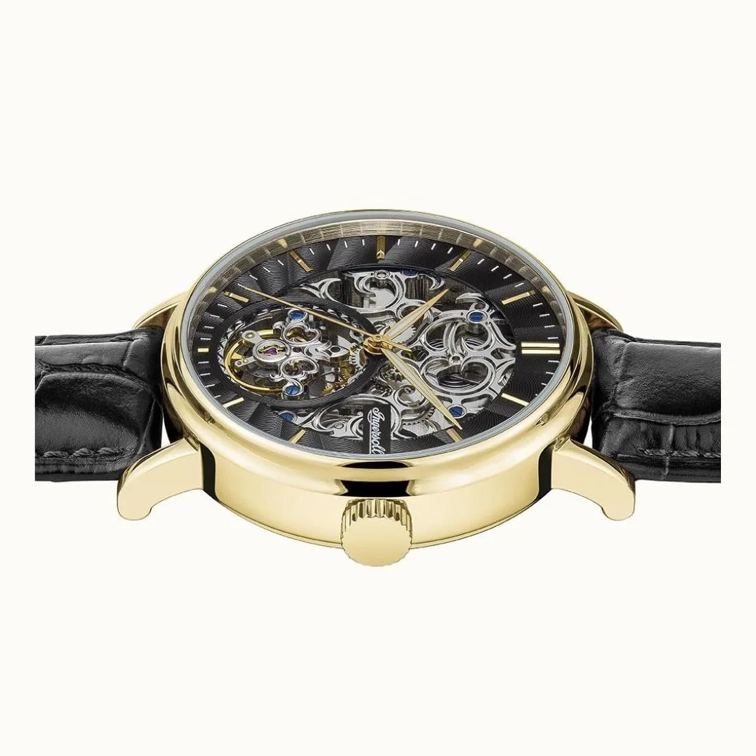 Мужские Автоматические Часы Ingersoll The Charles 1982 44 мм, Черный Скелетонированный Циферблат, Ремешок из Кожи I05802B, фото №4 Мужские Автоматические Часы Ingersoll The Charles 1982 44 мм, Черный Скелетонированный Циферблат, Ремешок из Кожи I05802B, фото №4