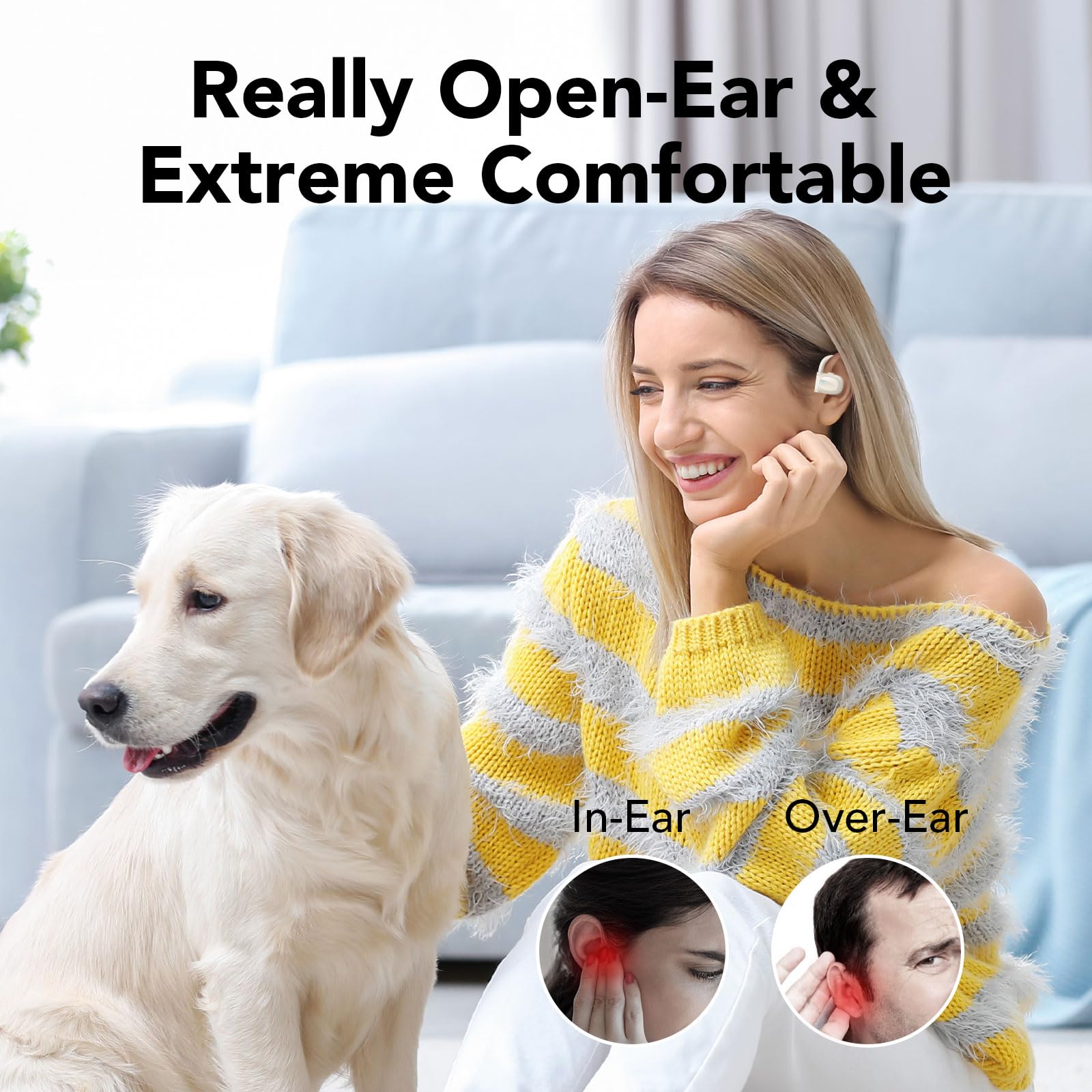 Наушники Hendari Open Ear Bluetooth 5.3 LED Display 75 часов Воспроизведения Глубокий Бас Беспроводные Вкладыши 4 Микрофона IPX5 Водонепроницаемые, фото №2