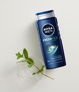 Гель для душу NIVEA MEN Fresh Kick з охолоджуючим ментолом 500 мл (упаковка з 4 шт.) synthetic.ua - Фото 1