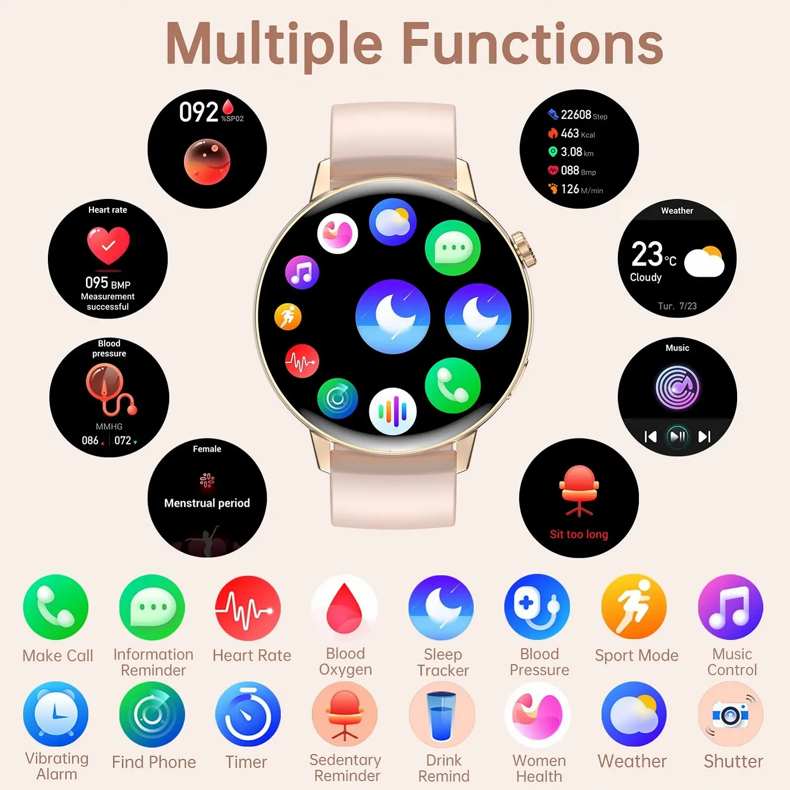 Смартгодинник жіночий, Функція телефона, Сповіщення про повідомлення, фото №6