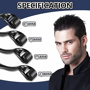 Дермаролер WhaleO Набір для росту бороди 0.5 мм, 1 мм, 1.5 мм, 2 мм з 540 титановими мікроголками synthetic.ua - Фото 1