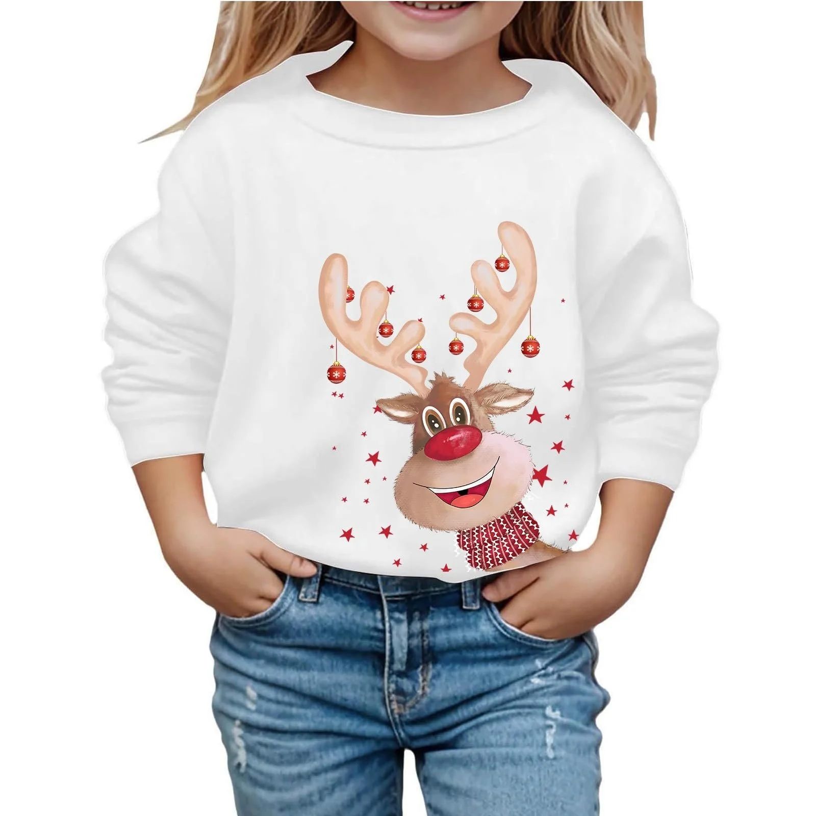 Світшот Різдвяний Дитячий з довгими рукавами, круглим вирізом, принтом літер, легкий, фото №1