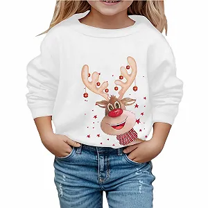 Світшот Різдвяний Дитячий з довгими рукавами, круглим вирізом, принтом літер, легкий - Фото 1