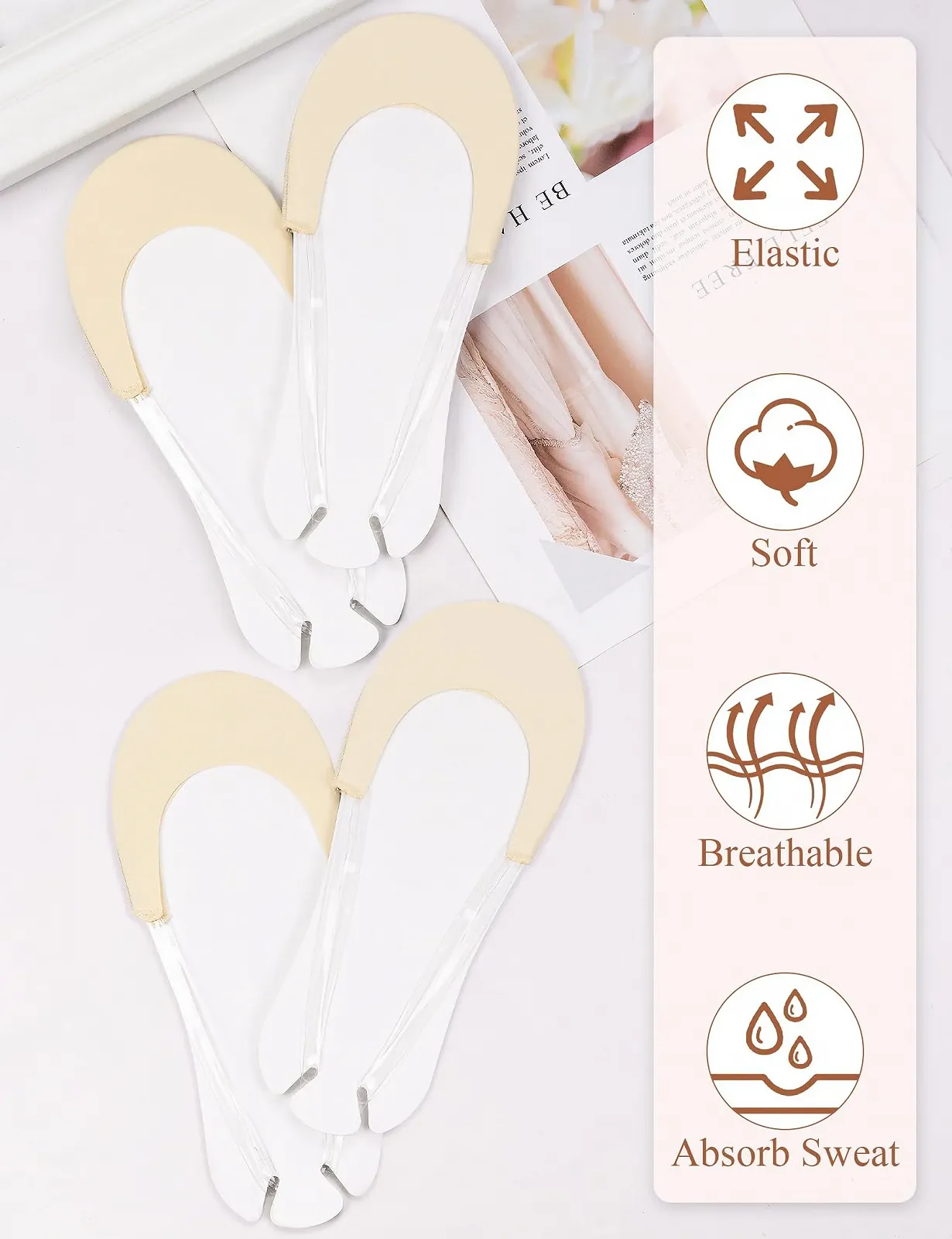 Шкарпетки-слідки Becellen для жінок, 4 пари, фото №5