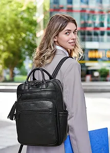 Рюкзак для ноутбука Shrrie 15.6 дюйма шкіряний водонепроникний Black synthetic.ua - Фото 1