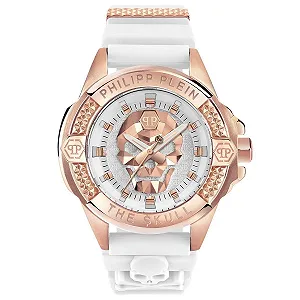 Часы Philipp Plein The $Kull Унисекс Аналоговые Кварцевые Силиконовые, Розовый/Белый - Pwaaa2224, Браслет - Фото 1