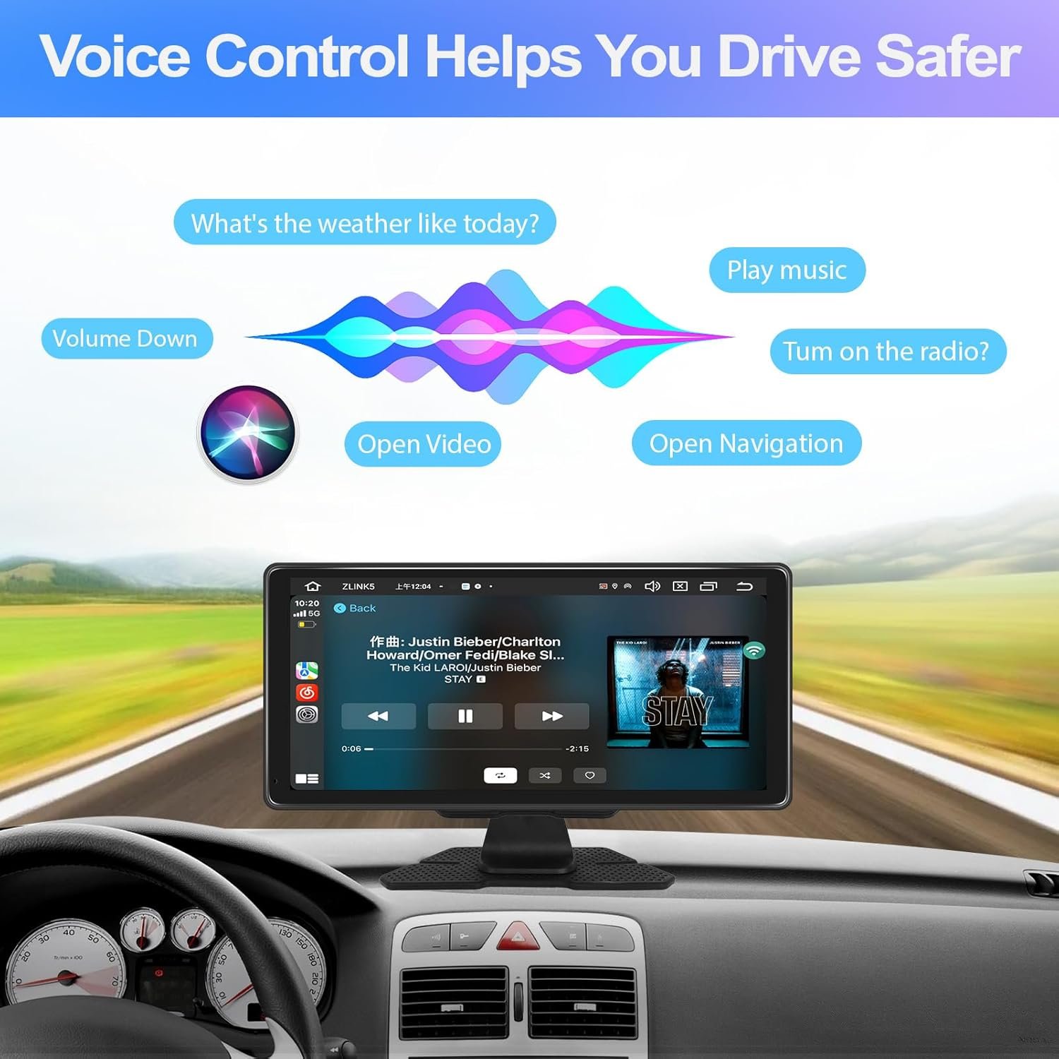 Автомагнітола CAMECHO A3370-AM39DE-C214 / 10.36" / Сенсорна / Apple CarPlay / Android Auto / Bluetooth / AUX / USB, фото №3