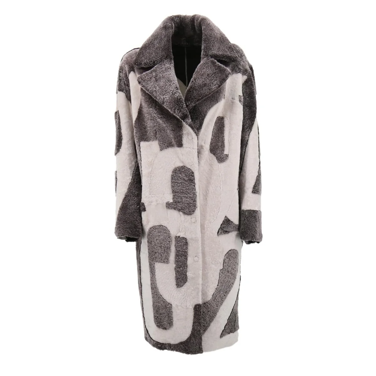 Пальто Hollert Shearling ED-03 Женское из овечьей кожи Merino Cuddly Soft Серо-белое, фото №2 Пальто Hollert Shearling ED-03 Женское из овечьей кожи Merino Cuddly Soft Серо-белое, фото №2