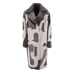 Пальто Hollert Shearling ED-03 Женское из овечьей кожи Merino Cuddly Soft Серо-белое synthetic.ua - Фото 1