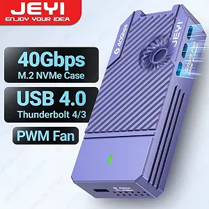 Внешний карман JEYI Fan 40Gbps M.2 NVMe SSD to USB4.0, Thunderbolt 4 Violet - Фото 1