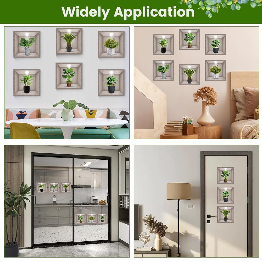 Наклейки на стіну 3D Рослини у горщиках 6 штук Зелений, фото №7 Наклейки на стіну 3D Рослини у горщиках 6 штук Зелений, фото №7