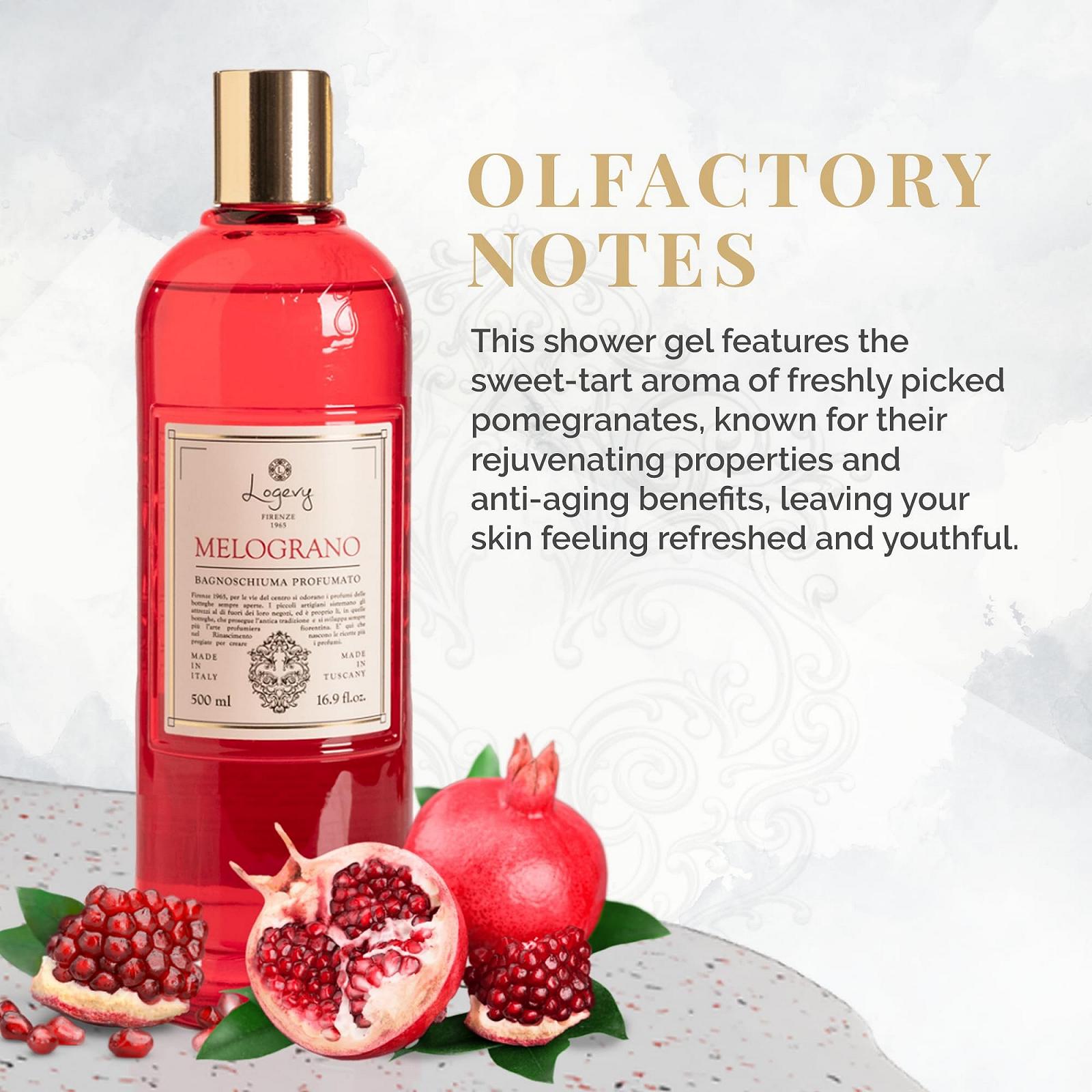 Гель для душа Logevy Pomegranate Nourishing Moisturising Soothing and Revitalising 500 мл, фото №3 Гель для душа Logevy Pomegranate Nourishing Moisturising Soothing and Revitalising 500 мл, фото №3