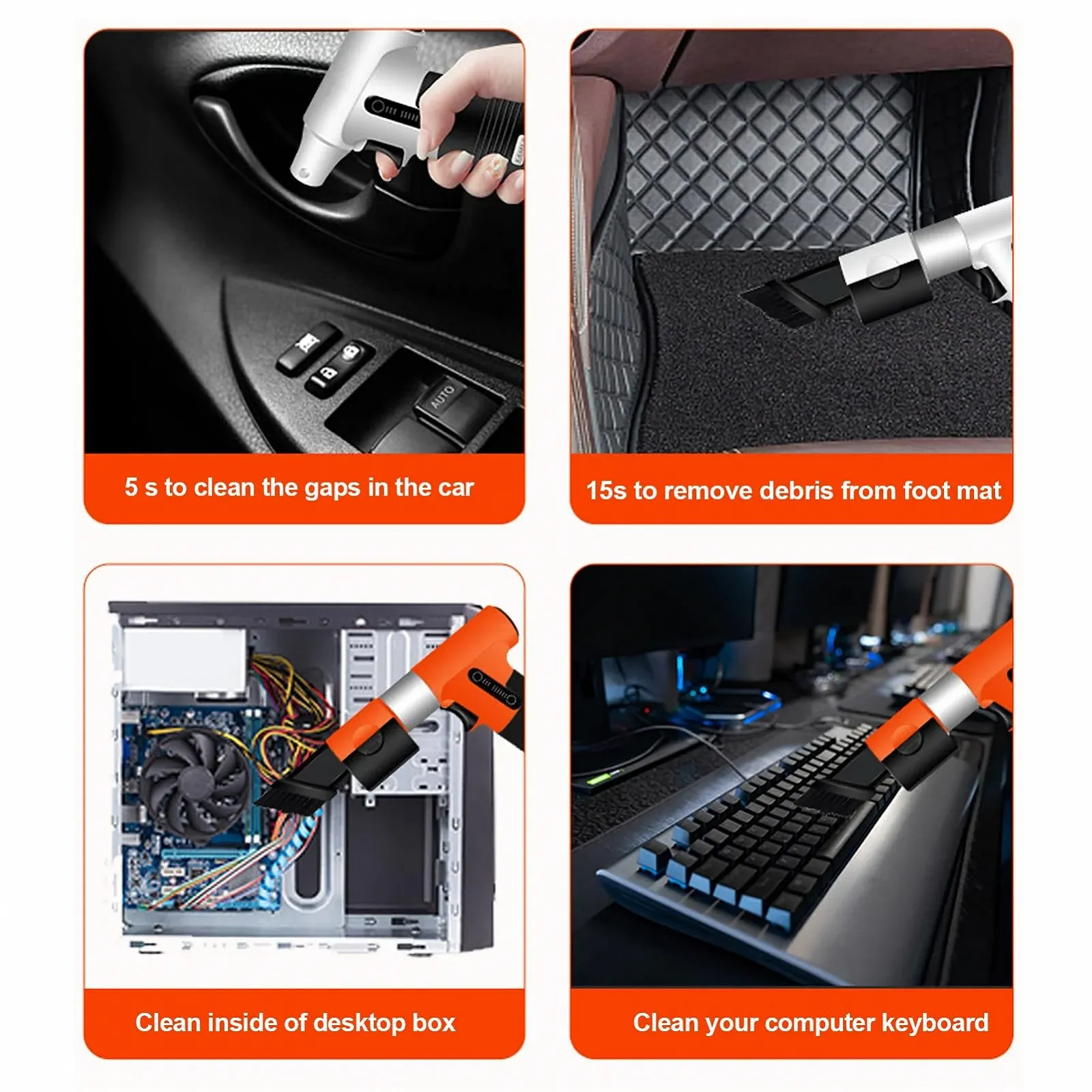 Очиститель высокого давления Mini-Turboventilator Бесщеточный двигатель 120000 об/мин 50 м/с Аккумуляторный Оранжевый, фото №8