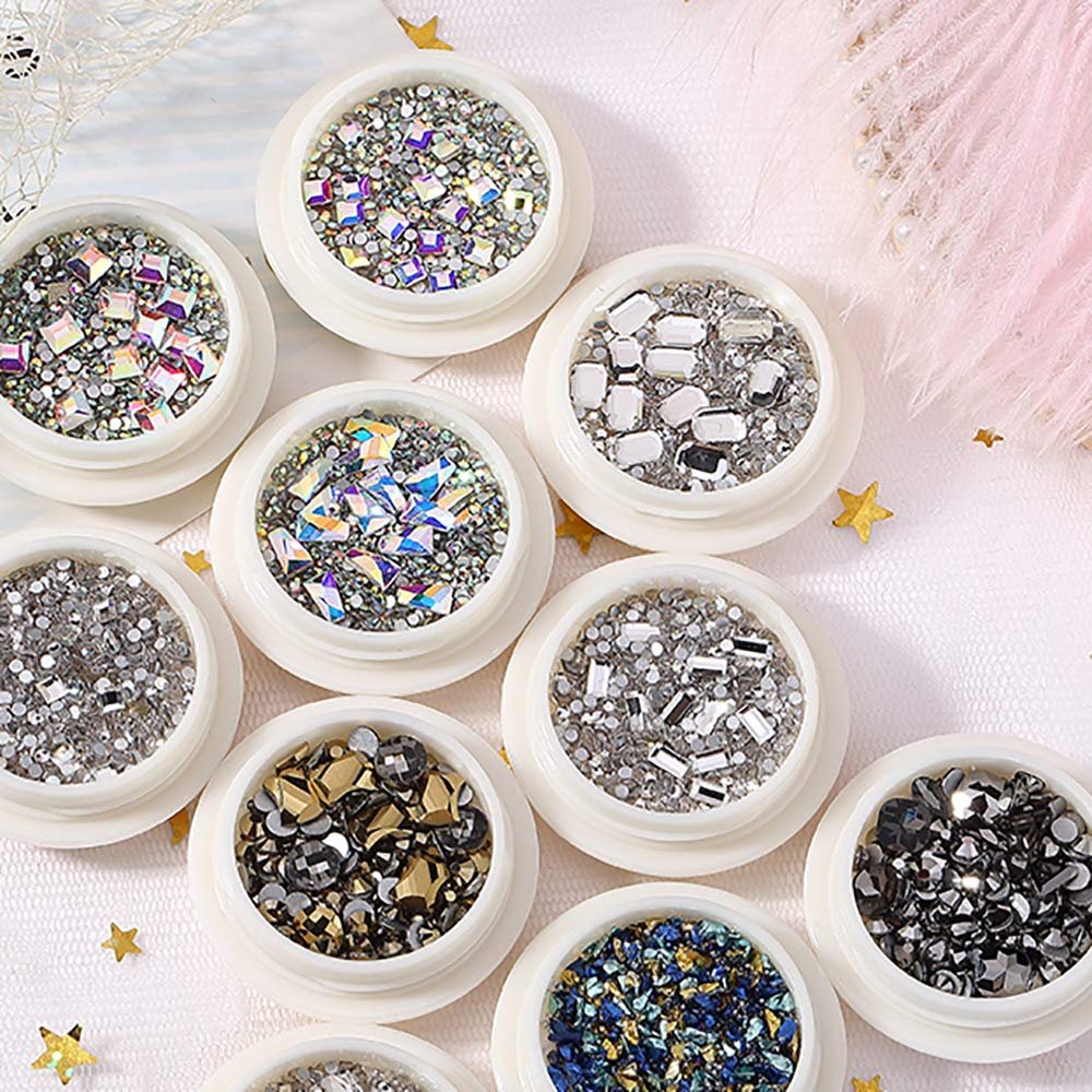Стразы для ногтей Kristall Fantasie-Stil, набор 12 коробок, смешанные стили, для рукоделия, для лица, DIY, фото №3