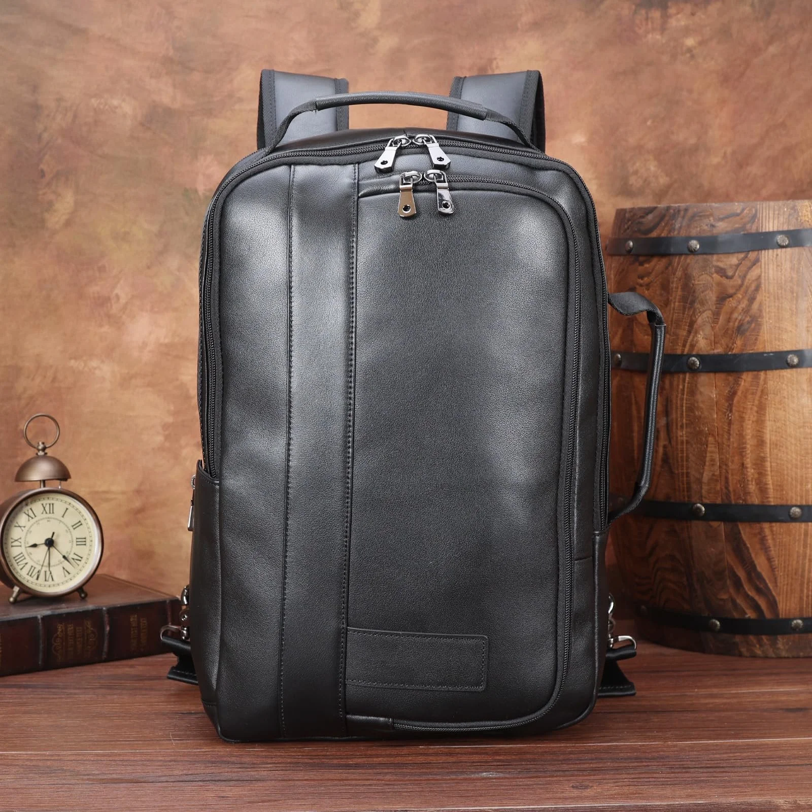 Рюкзак дорожный TIDING Men's Leather для ноутбука 15.6 Inch Brown, фото №8