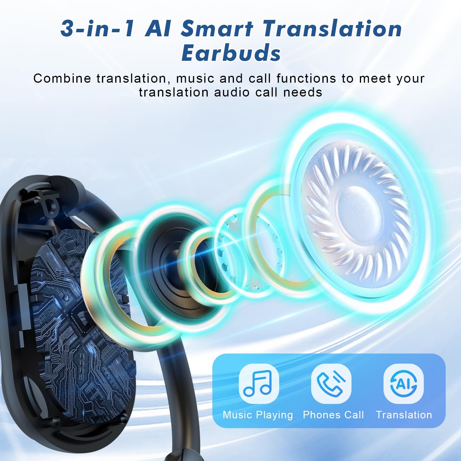 Навушники-перекладачі KI, з перекладом у реальному часі, 6 режимів, фото №7